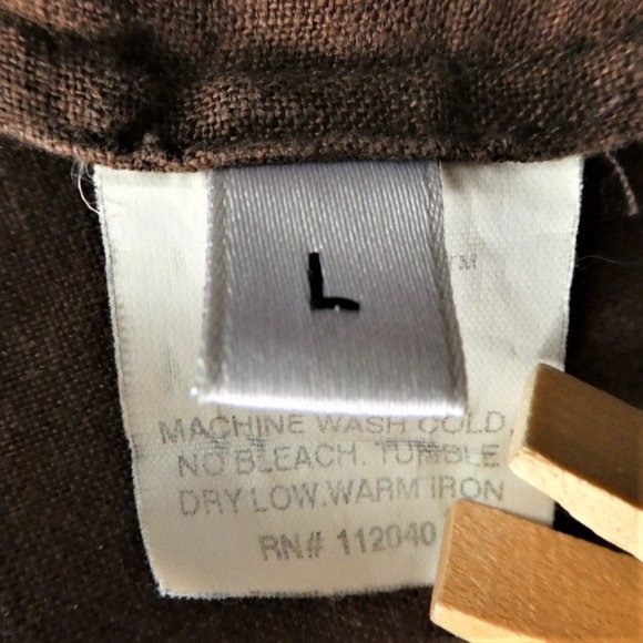 Linen Wyeth By Todd MaGill Shirt Smock Brown L - Picture 7 of 10